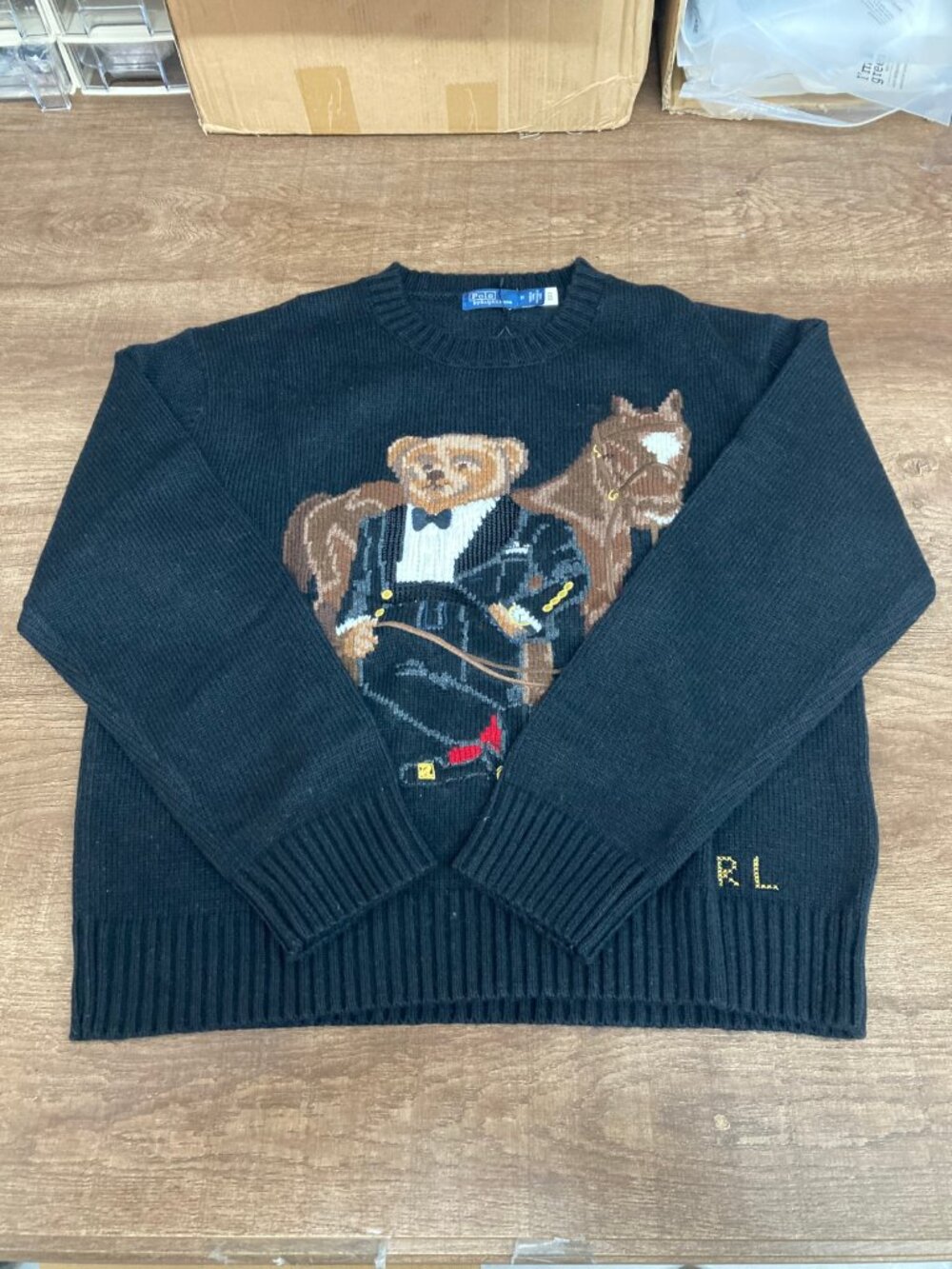 Ralph Lauren Tuxedo Bear Horse Knit Sweater - Picture 3 of 8